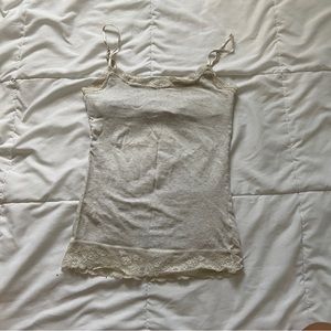 Y2K aesthetic cream camisole lace tank top